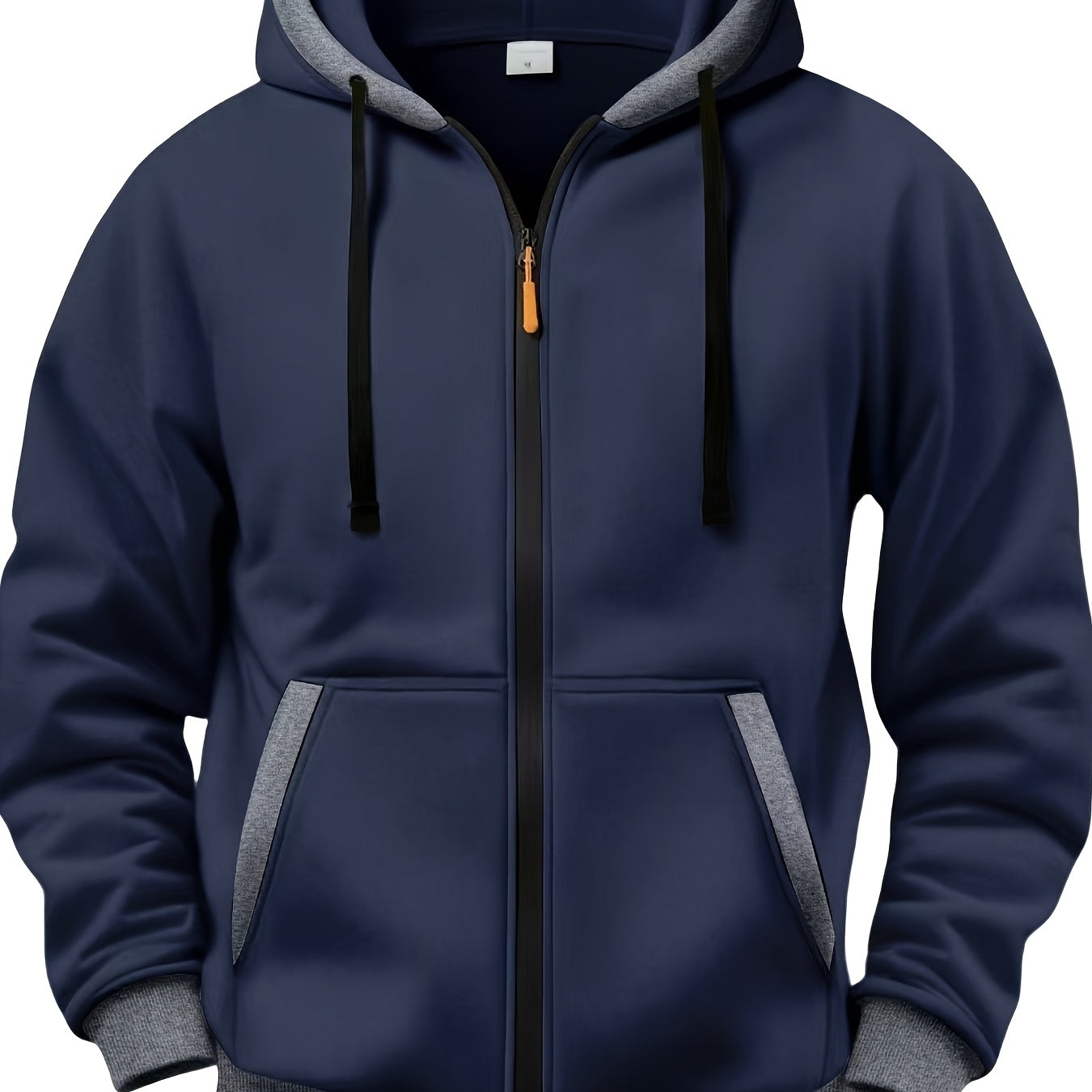 Sweat à Capuche Zippé Bicolore Homme avec Poches Kangourou et Cordon de Serrage