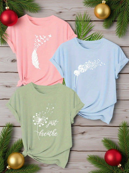 Casual grafiske T-shirts til kvinder med naturmotiver og inspirerende budskab