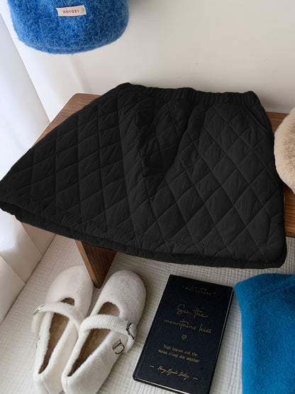 Jupe courte matelassée coupe trapèze taille élastique pour femme