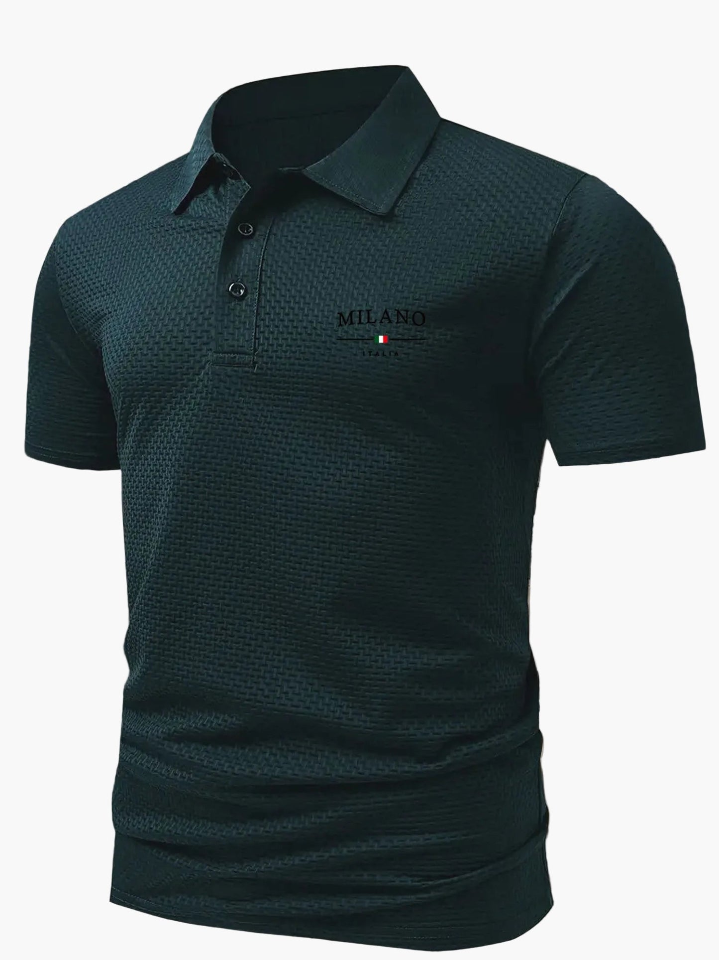 Elegantes Herren-Poloshirt im italienischen Stil mit geometrischem Muster für einen casual-chicen Look  