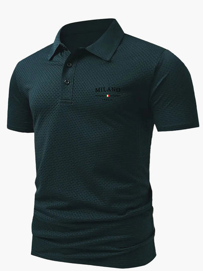 Elegantes Herren-Poloshirt im italienischen Stil mit geometrischem Muster für einen casual-chicen Look  
