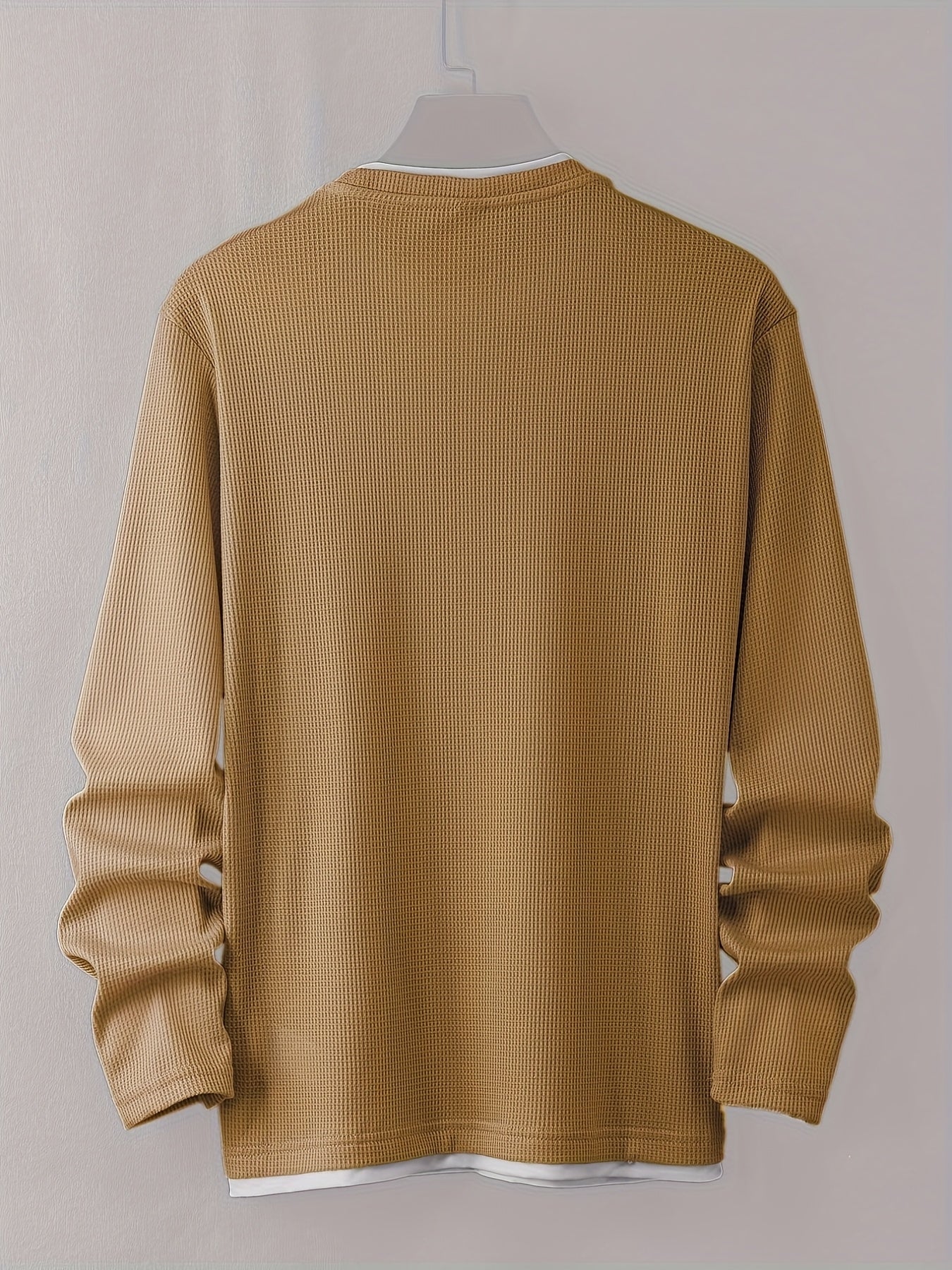 Pull homme texturé gaufré manches longues imprimé smiley col rond