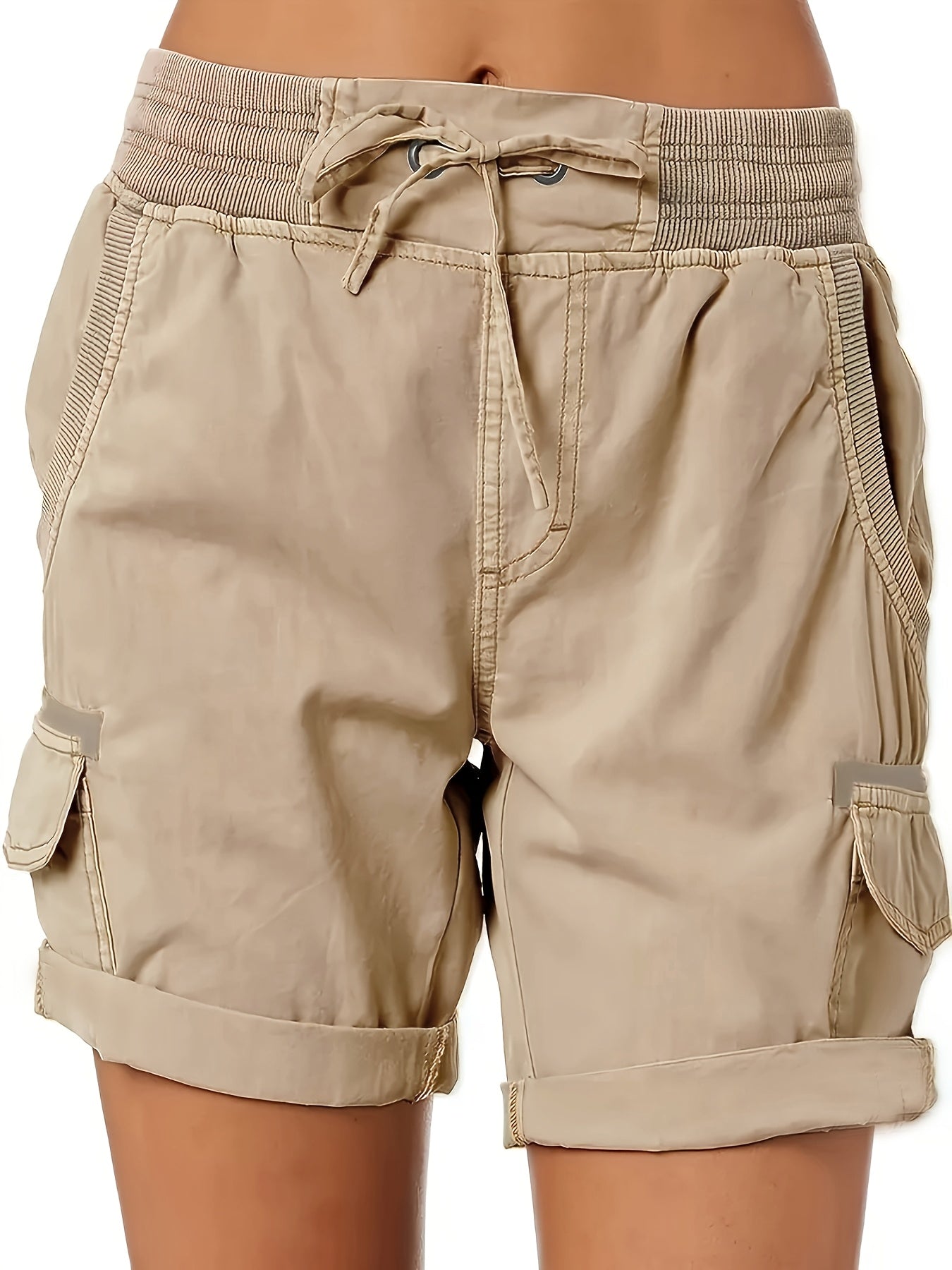 Shorts décontractés pour femme style cargo avec poches et cordon – Idéal pour l'été et les loisirs