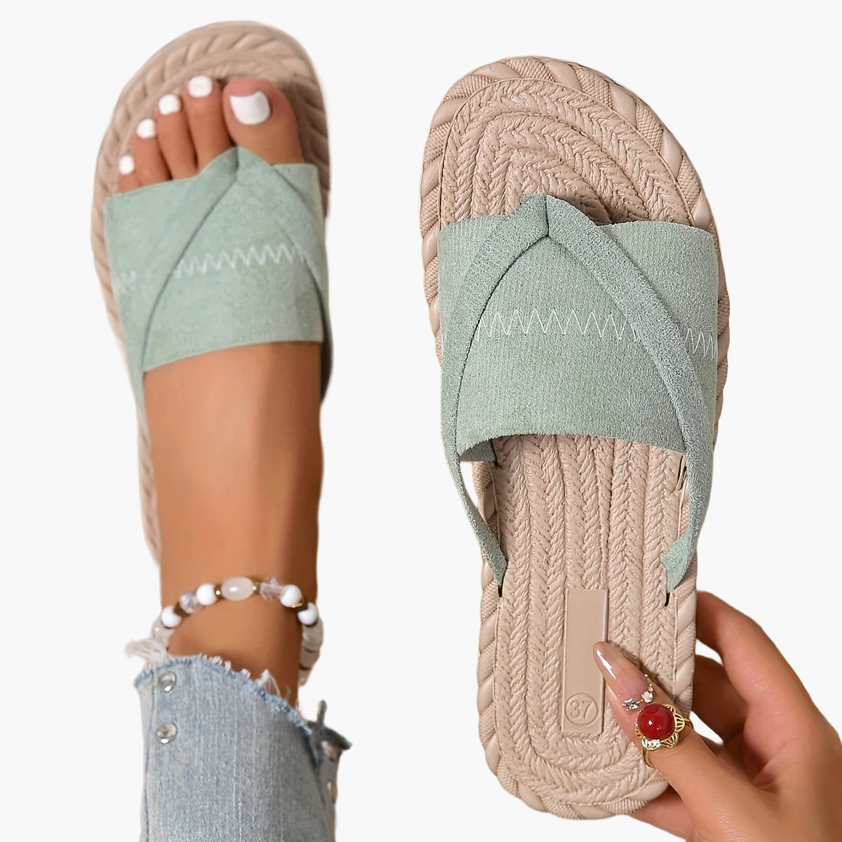 Avslappnade slip-on sandaler för kvinnor i preppy stil för sommaren