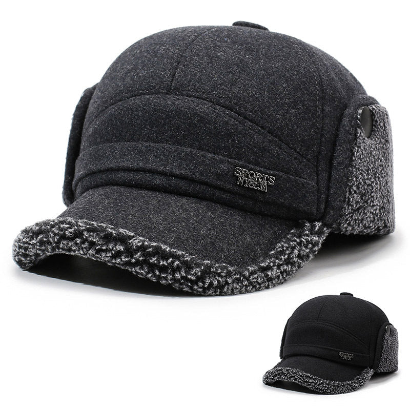 Bonnet de trappeur d'hiver à rabats d'oreilles doublés couleur unie