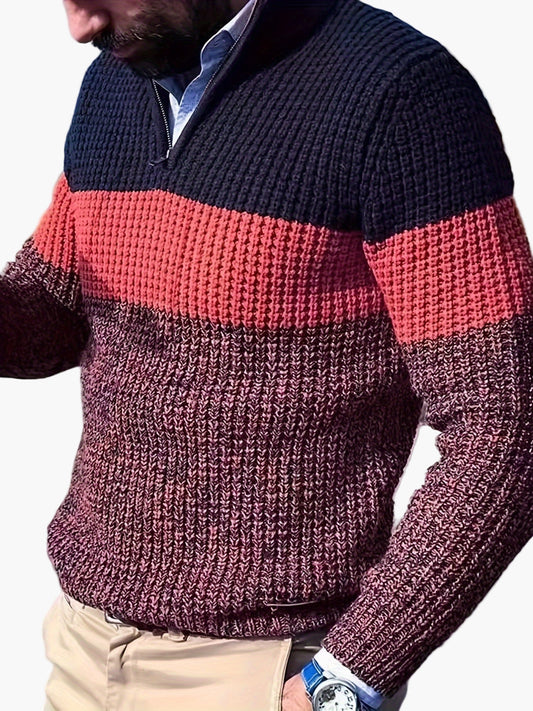 Pull homme zippé col montant style casual pour toutes saisons