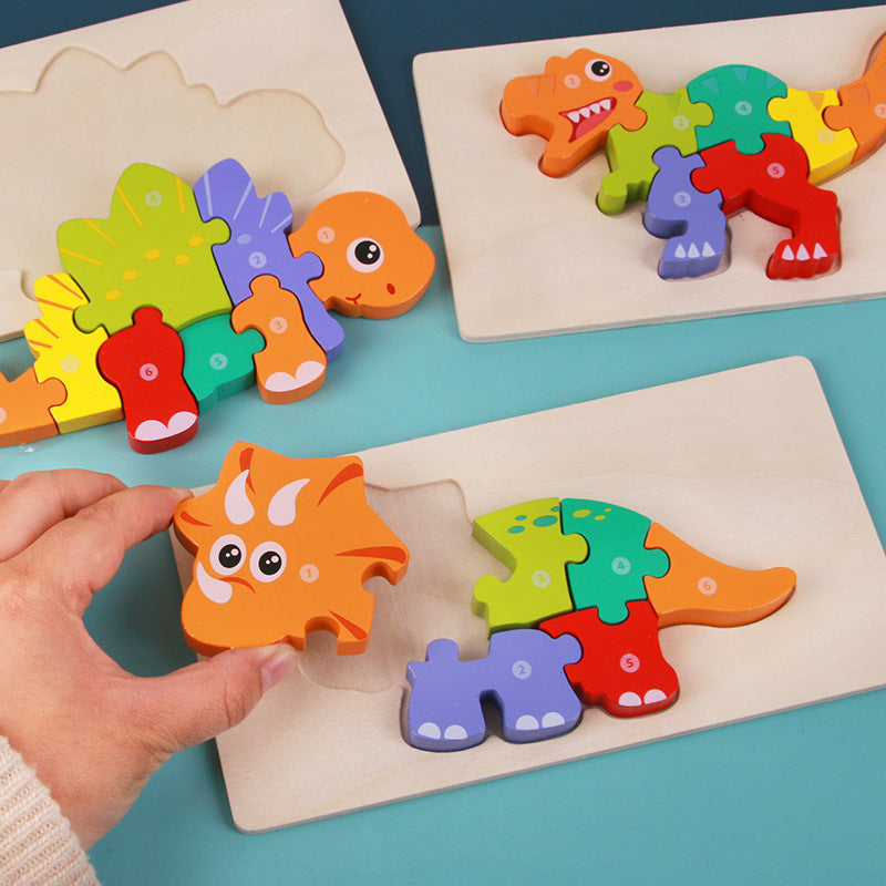 3D træpuslespil til børn – Uddannelses- og underholdningsdinosaurer