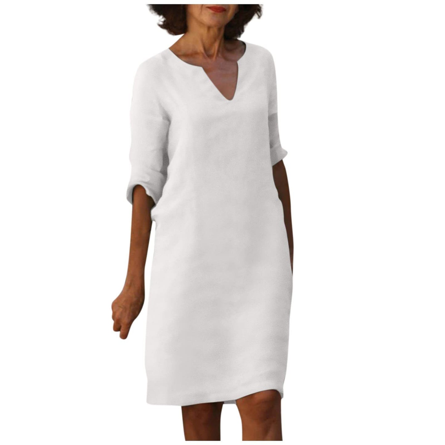 Robe décontractée rétro pour femme, manches mi-longues, style artistique, grande taille, multi-couleurs