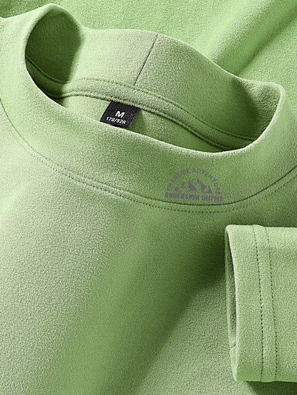 Haut à col montant doux couleur unie manches longues pour homme