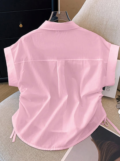 Chemise Femme Manches Courtes Élégante à Boutons Style Moderne