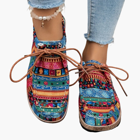 Chaussures décontractées vintage pour femme style mocassin à motifs ethniques