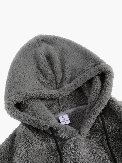 Męski dres casual z kapturem w stylu polarowym na jesień i zimę