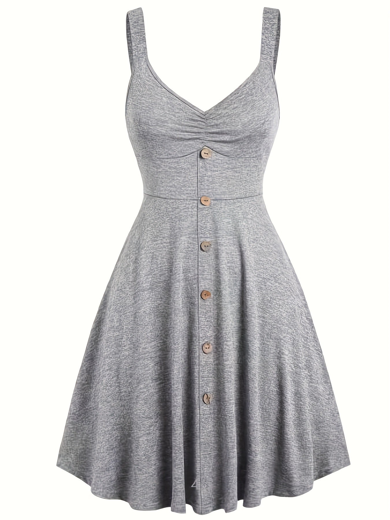 Abito Donna Elegante Casual con Bottoni e Scollo a V per Estate e Primavera