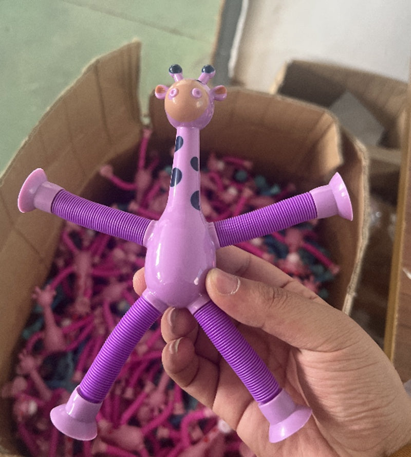Jouet Girafe Télescopique à Ventouse pour Bébé et Enfant – Jouet Éducatif et Sensoriel Ludique