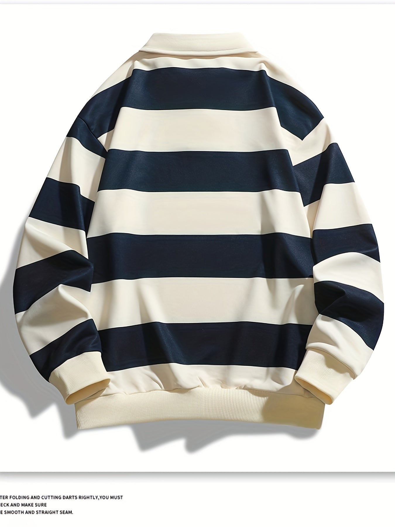 Polo manches longues à rayures horizontales marron et blanc cassé pour homme