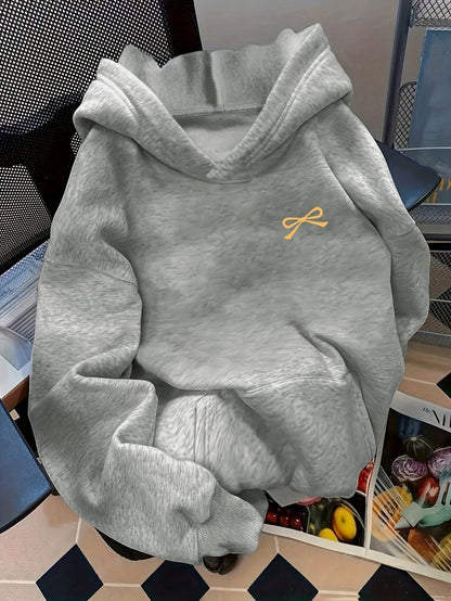 Women's Bow Embroidered Oversized Pullover Hoodie