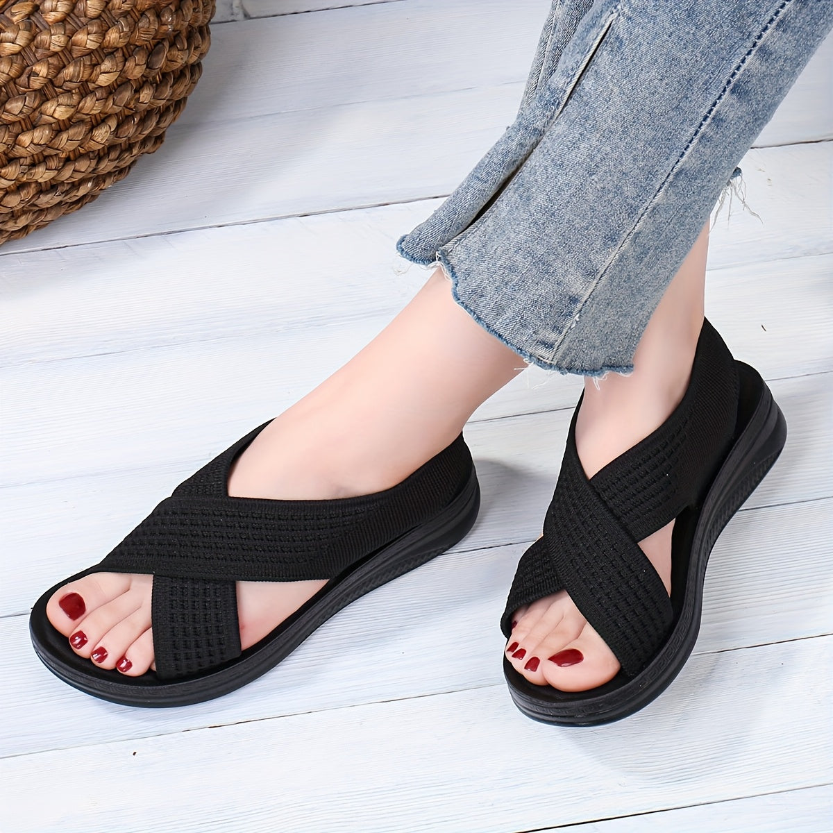Sandales à bride arrière pour femme, style croisé moderne, confort quotidien