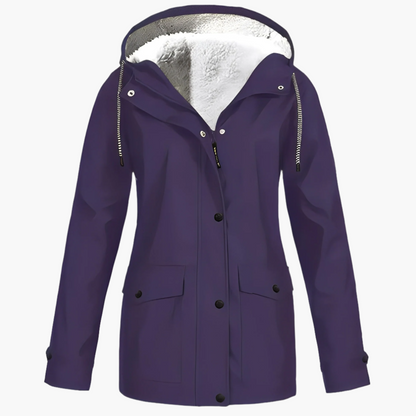 Chaqueta impermeable para mujer estilo urbano forrada con polar para invierno y lluvia