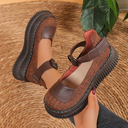 Chaussures bateau vintage pour femme à bout rond et bride boucle – Style décontracté
