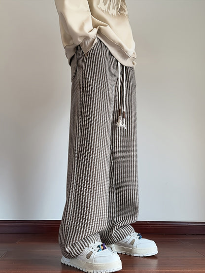 Pantalon décontracté à jambes droites pour homme style streetwear avec motif chevrons