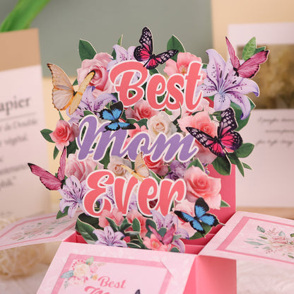 Carte Pop-Up Regalo Festa della Mamma Stile Bouquet 3D per Donna - Decorazione e Messaggio Migliore Mamma
