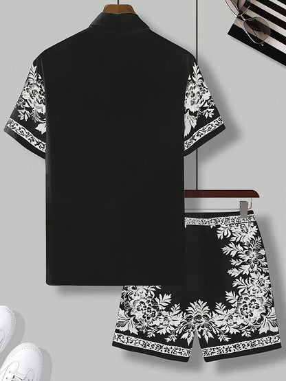 Casual herenset met bloemenprint in vakantiesfeer voor de zomer