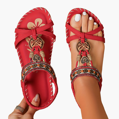 Boheme-sandaler til kvinder med pynt og ankelrem – afslappet chic stil