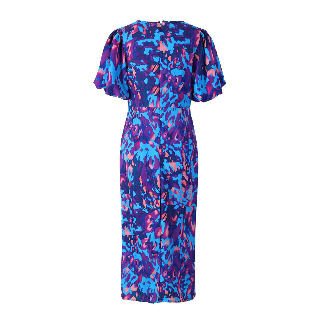 Robe longue élégante à manches bouffantes pour femme - Style tendance soirée et événement