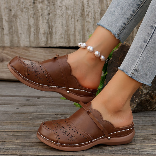 Drewniaki vintage na platformie na obcasie dla kobiet – Styl casualowy i elegancki