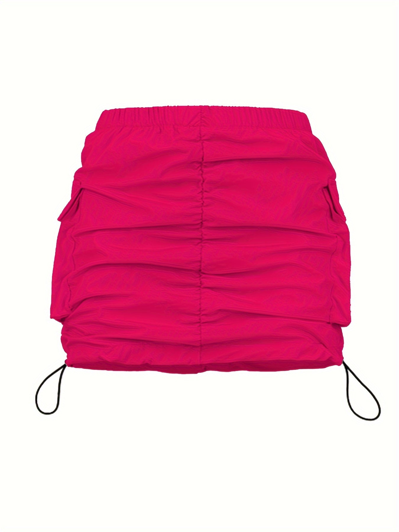 Jupe Mini Cargo Femme Style Urbain avec Fronces et Poches Utilitaires