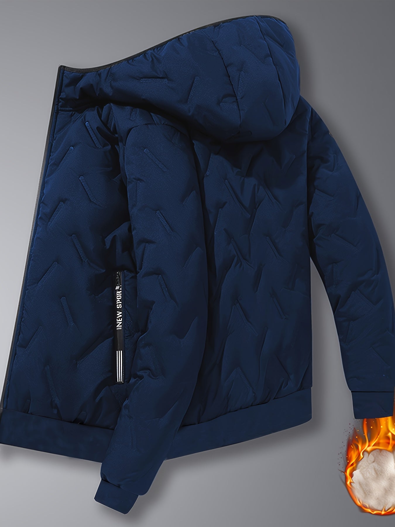 Ensemble Homme Hiver Matelassé Doublure Douce à Capuche - Veste Zippée et Pantalon Jogging