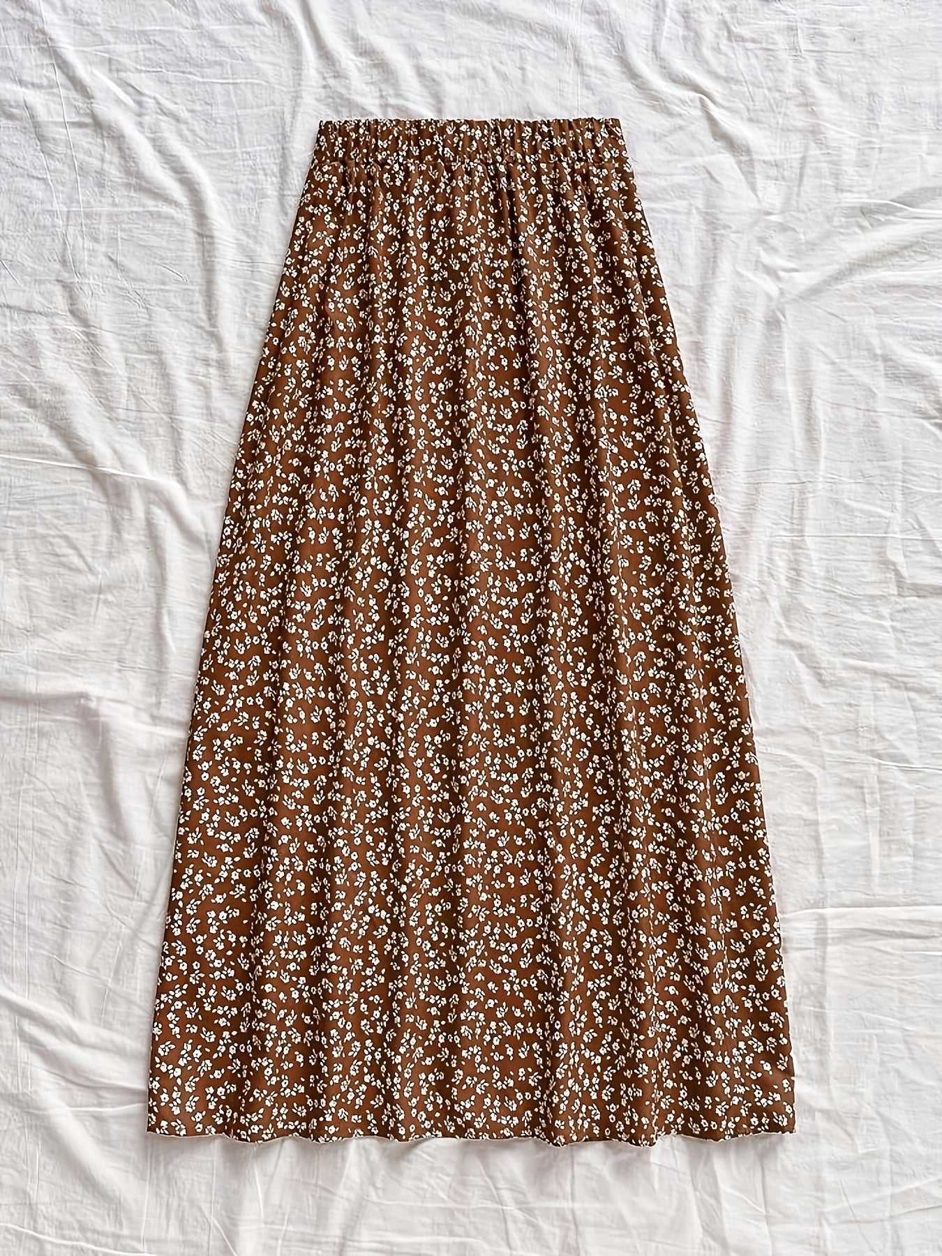Women's mid-length bohemian style floral slit skirt – Casual elegance for summer