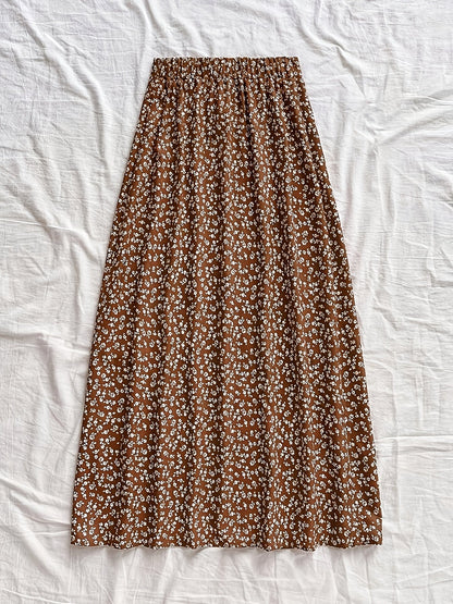 Women's mid-length bohemian style floral slit skirt – Casual elegance for summer