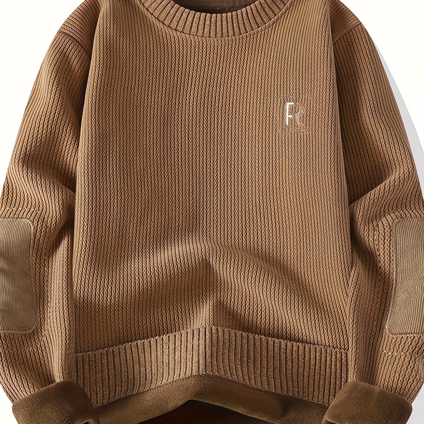 Sweat-shirt à col rond homme avec empiècements coudes côtelés