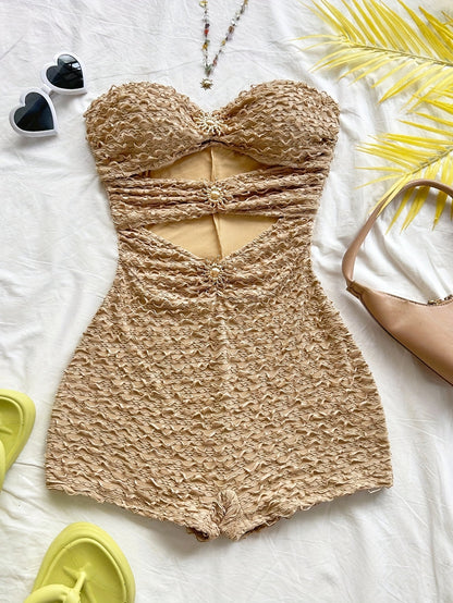 Bañador retro para mujer estilo pin-up de una pieza con corte y estampado de leopardo