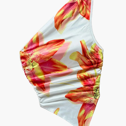 Body une épaule motif floral style élégant pour femme – Idéal printemps/été