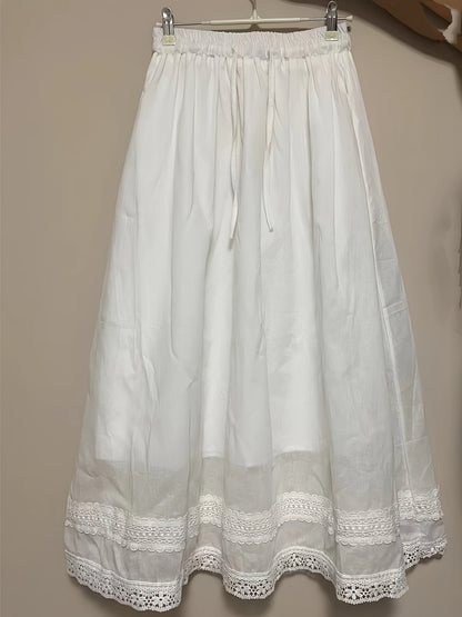 Gonna lunga donna stile bohémien con pizzo, elegante e fluida per l'estate
