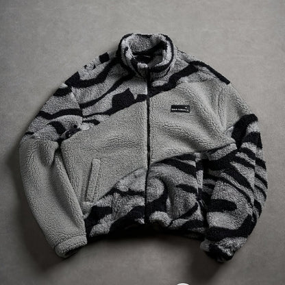 Veste Polaire Zippée Motif Zèbre Bicolore Col Montant