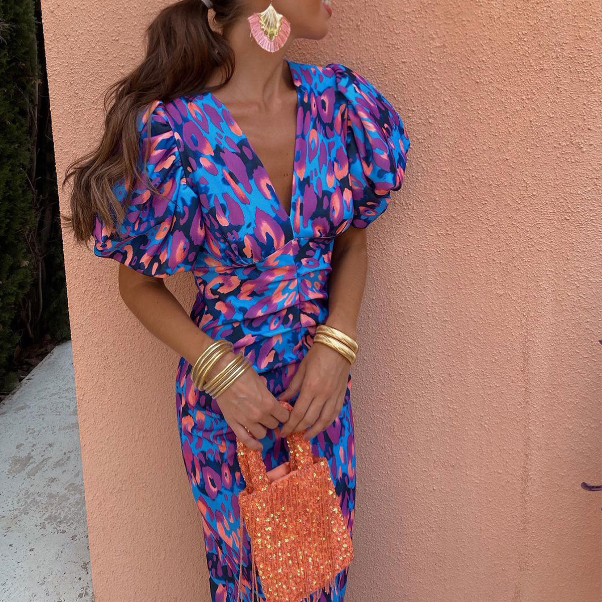 Robe longue élégante à manches bouffantes pour femme - Style tendance soirée et événement