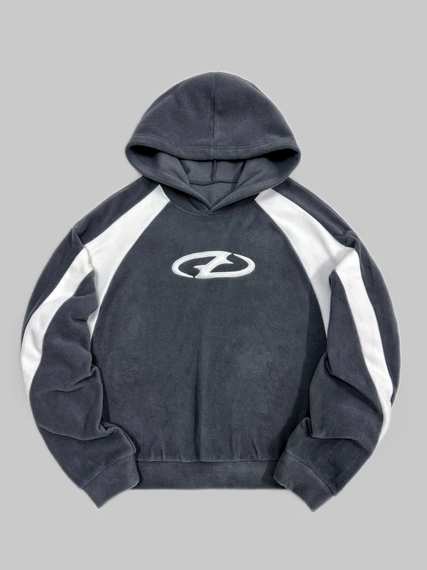 Sweat à Capuche Homme Bicolore Gris Anthracite Blanc Col Roulé Sportif Décontracté