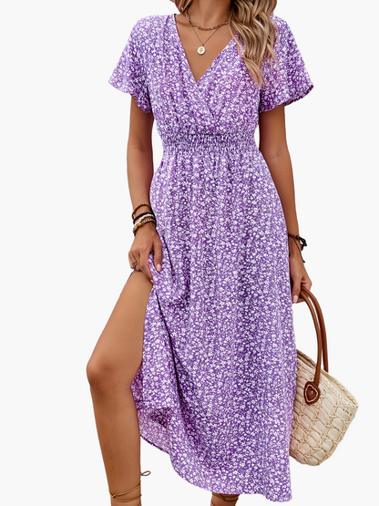 Abito lungo incrociato floreale stile bohémien da donna – Eleganza estiva e casual