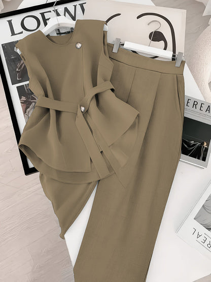 Conjunto de Dos Piezas para Mujer Elegante Estilo Moderno para Oficina y Eventos