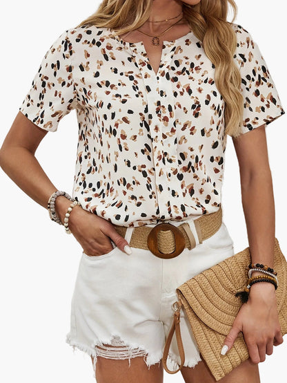 Elegante bedruckte Kurzarmbluse für Damen, sommerlicher Stil