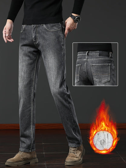 Jean homme doublé polaire coupe droite style décontracté bleu ou gris