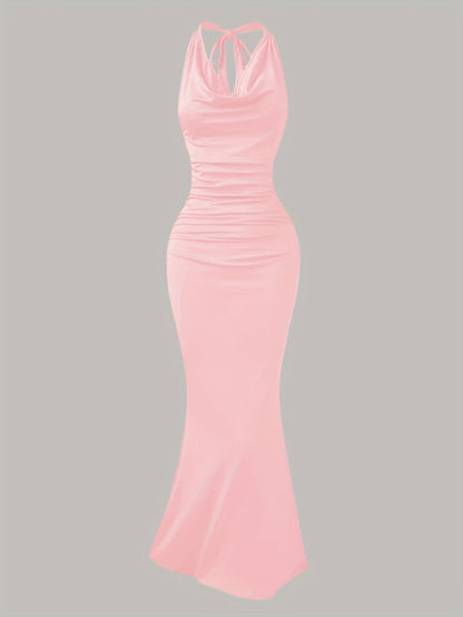 Robe de soirée sirène dos nu femme élégante style bal