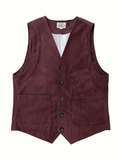 Gilet Homme Élégant Style Vintage Décontracté pour Travail et Loisirs