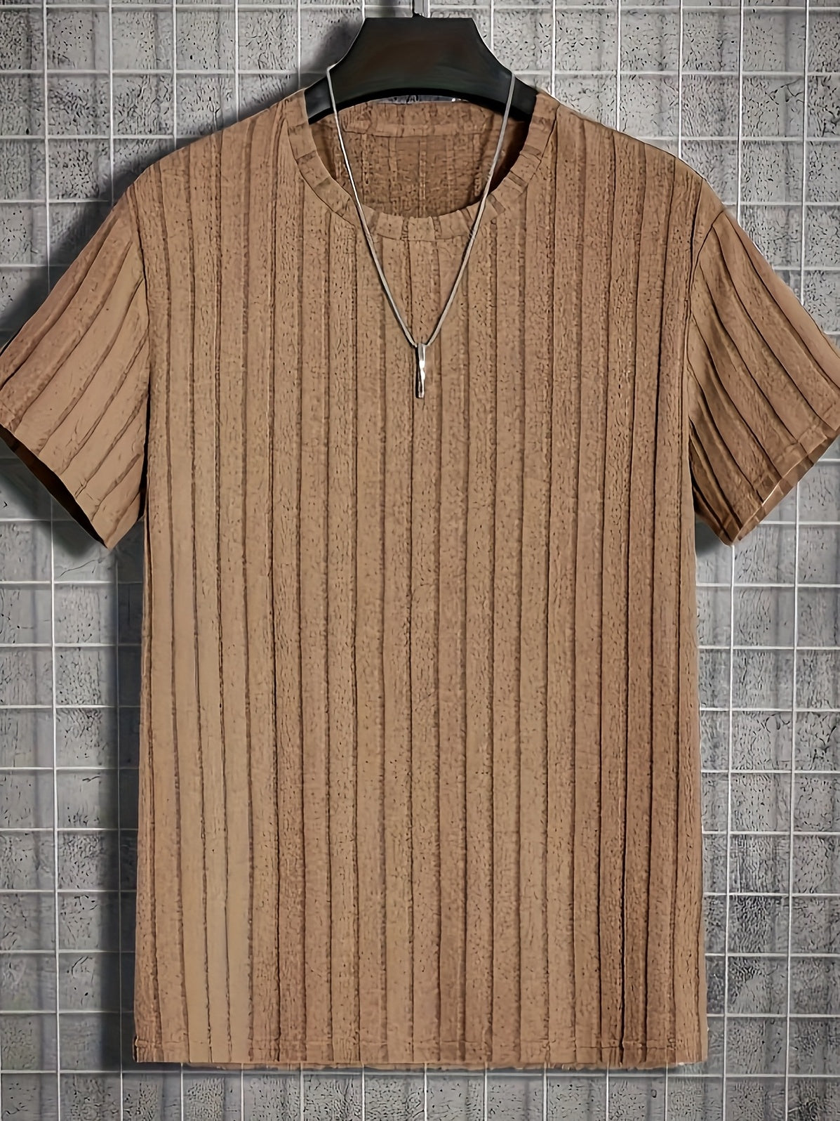 T-shirt à manches courtes pour homme style moderne à rayures texturées – Casual chic et polyvalent