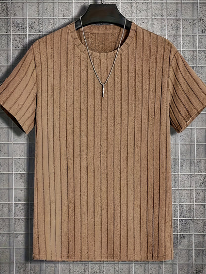 T-shirt à manches courtes pour homme style moderne à rayures texturées – Casual chic et polyvalent