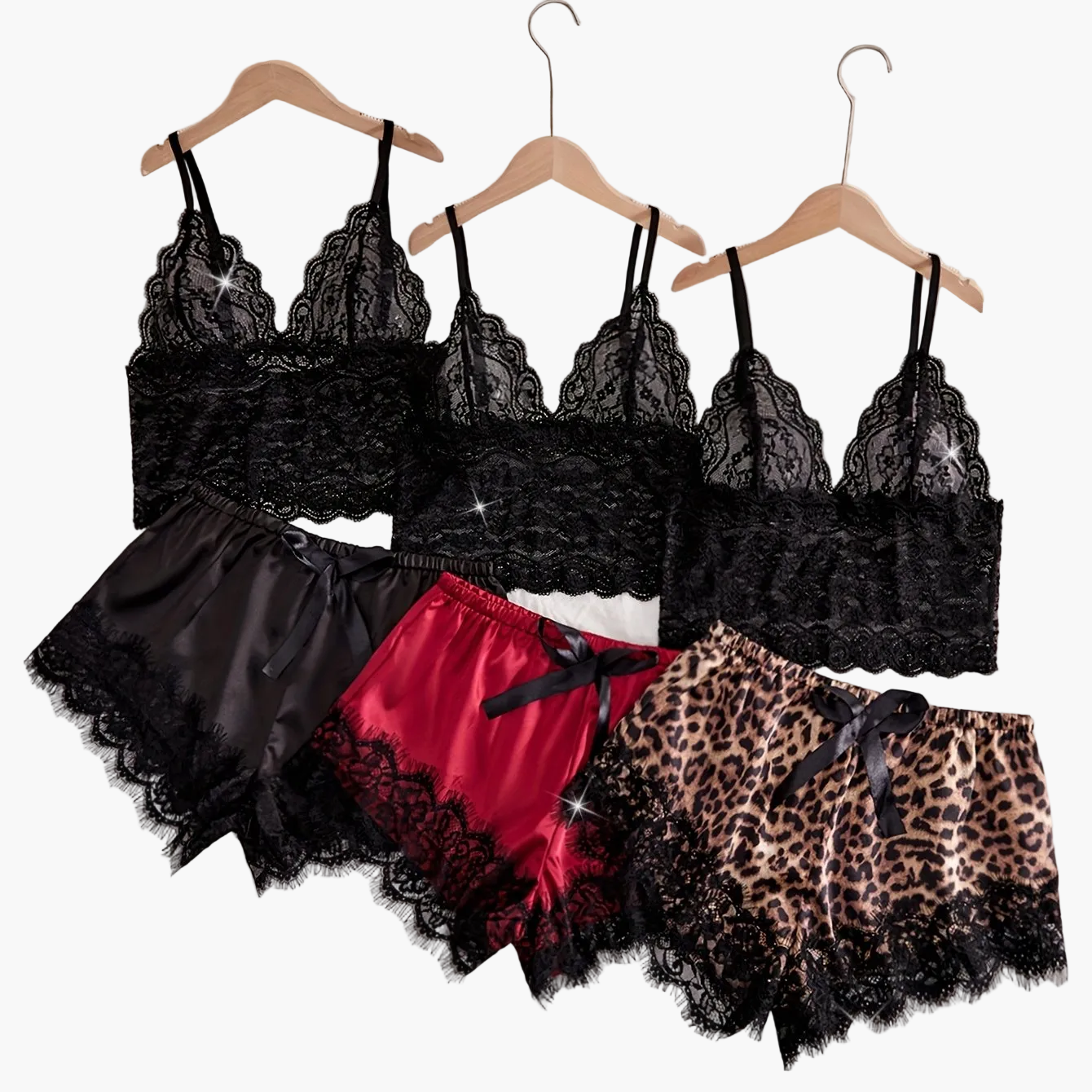 Pyjama Femme Ensemble Bralette Dentelle et Short Élégant - Lingerie de Nuit Tendance