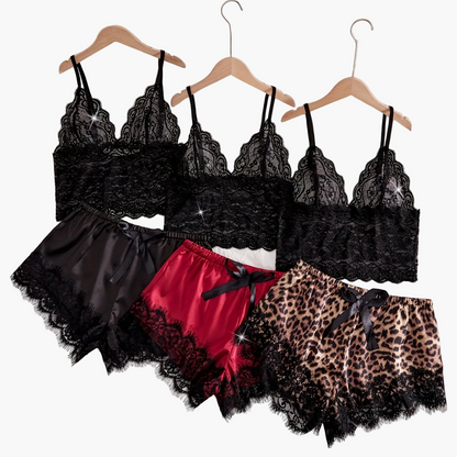 Pyjama Femme Ensemble Bralette Dentelle et Short Élégant - Lingerie de Nuit Tendance